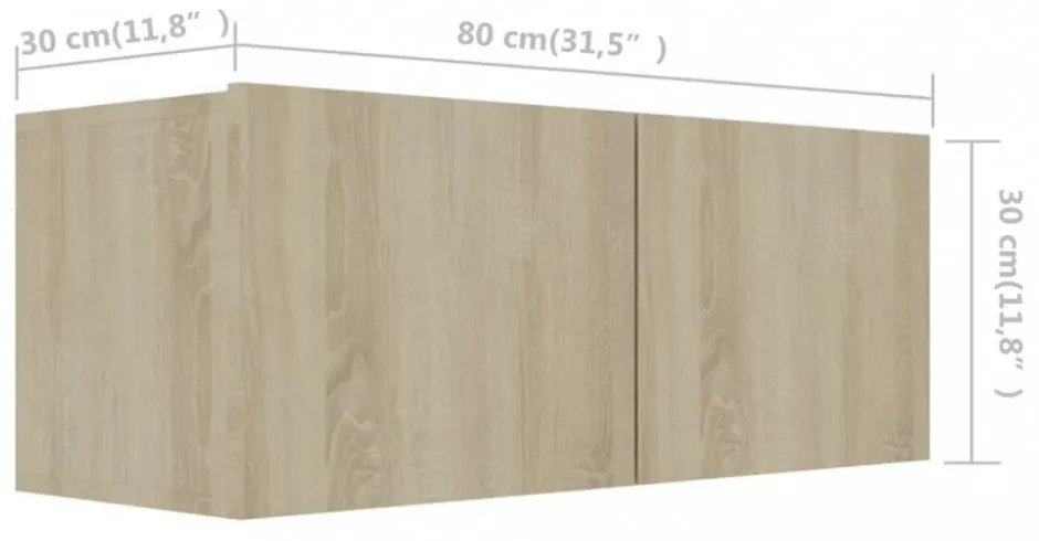 4 db sonoma tölgy színű szerelt fa TV-szekrény 80 x 30 x 30 cm