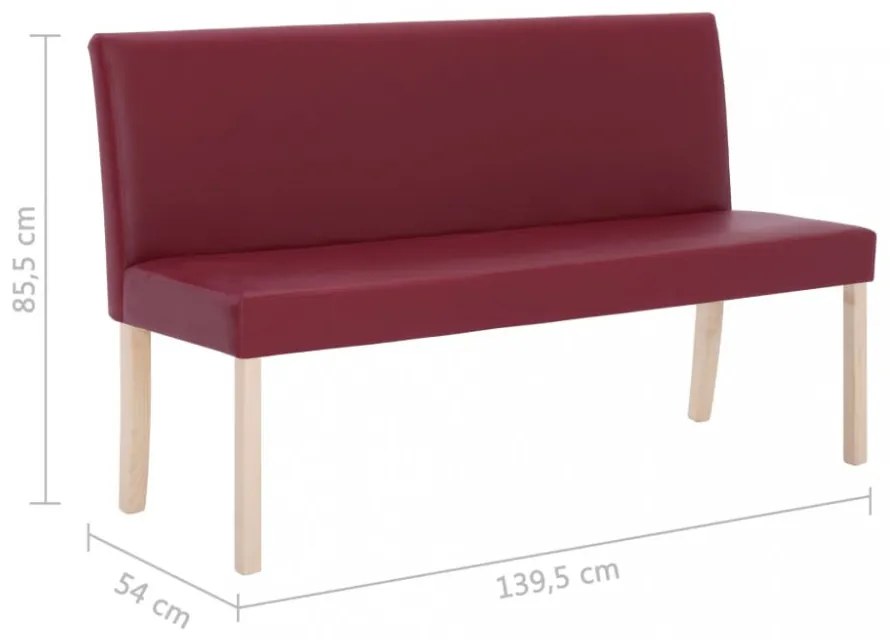 vörösbor színű műbőr pad 139,5 cm