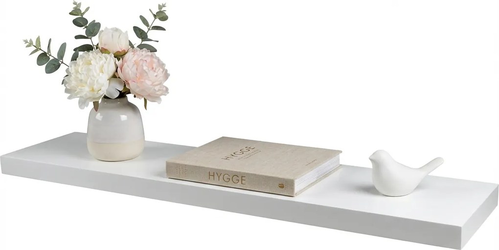 Fali polc SHELORA 120x23,5 cm, fehér