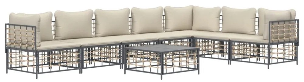 vidaXL 8 részes antracitszürke polyrattan kerti ülőgarnitúra párnákkal