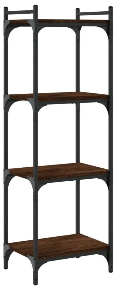 4 szintes barna tölgy színű szerelt fa könyvespolc 40x30x120 cm