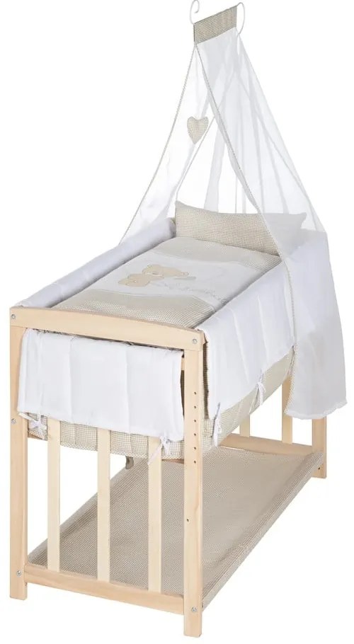 Natúr színű bölcső tárolóhellyel és baldachinnal 90x45 cm Liebhabär – Roba