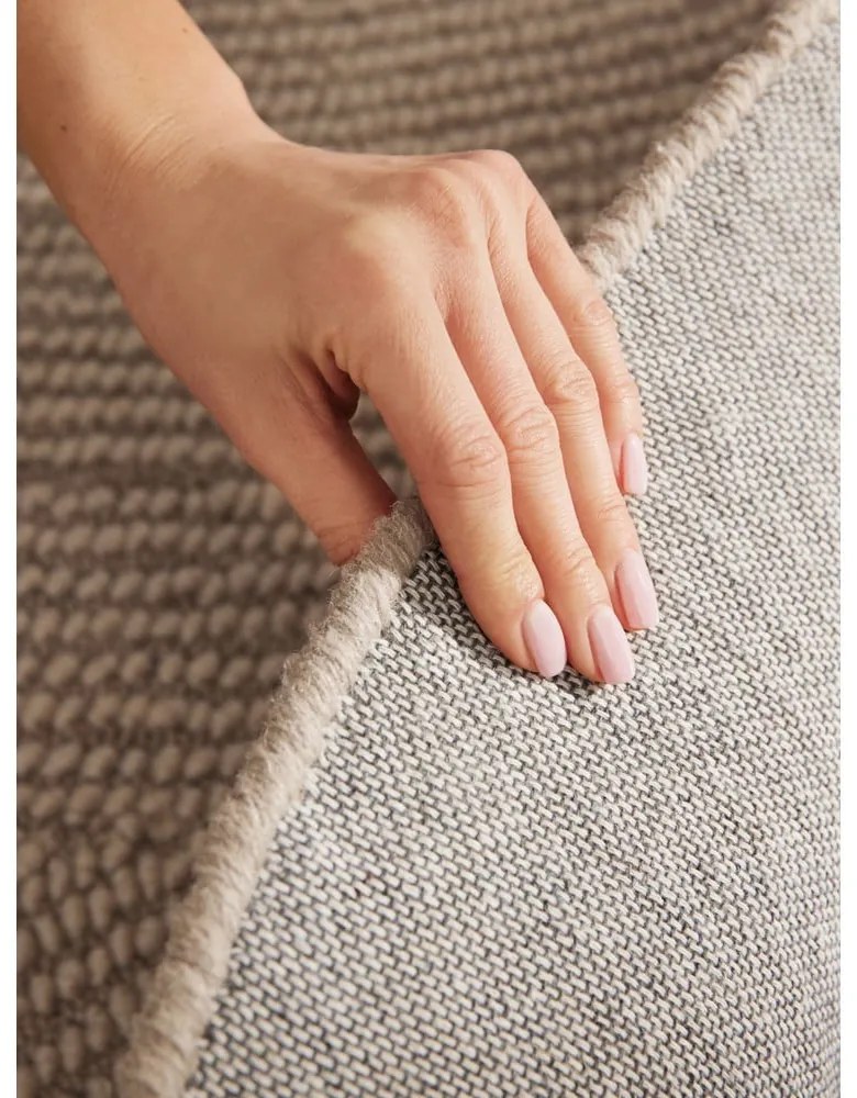 Bézs kézi szövésű gyapjú kerek szőnyeg ø 120 cm Eleni Light Beige – Hanse Home