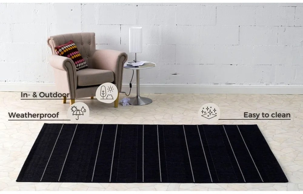 Sunshine fekete kültéri futószőnyeg, 80 x 300 cm - Hanse Home