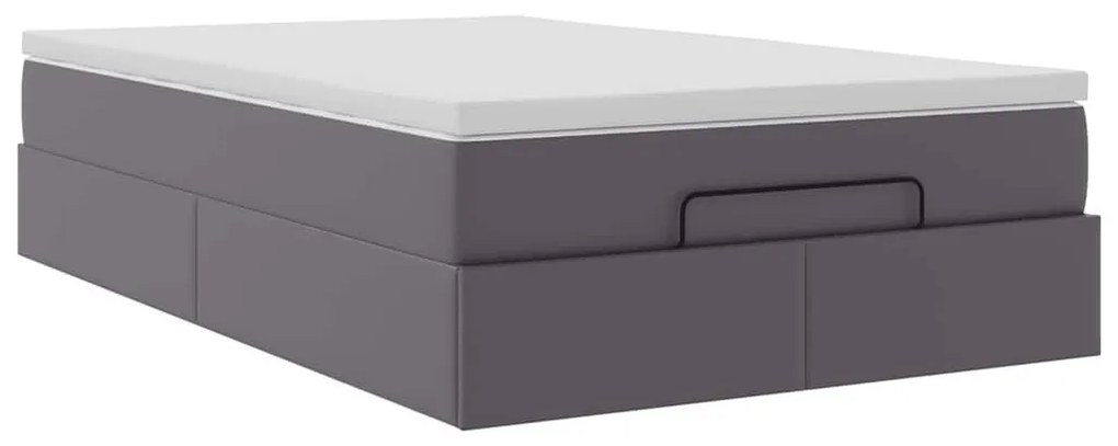 Ottomán ágykeret matraccal Szürke 120x190 cm műbőr 120x190 cm
