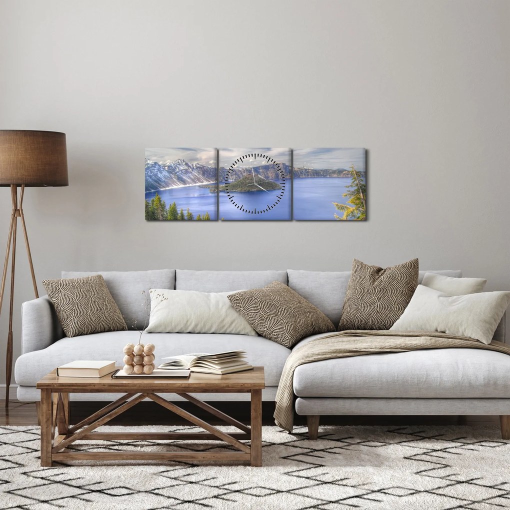 Kép egy hegyi tóról (órával) (90x30 cm)