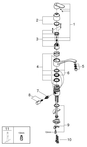 GROHE 31161000 - Mosogató csaptelep EUROSMART COSMOPOLITAN 140° fényes króm