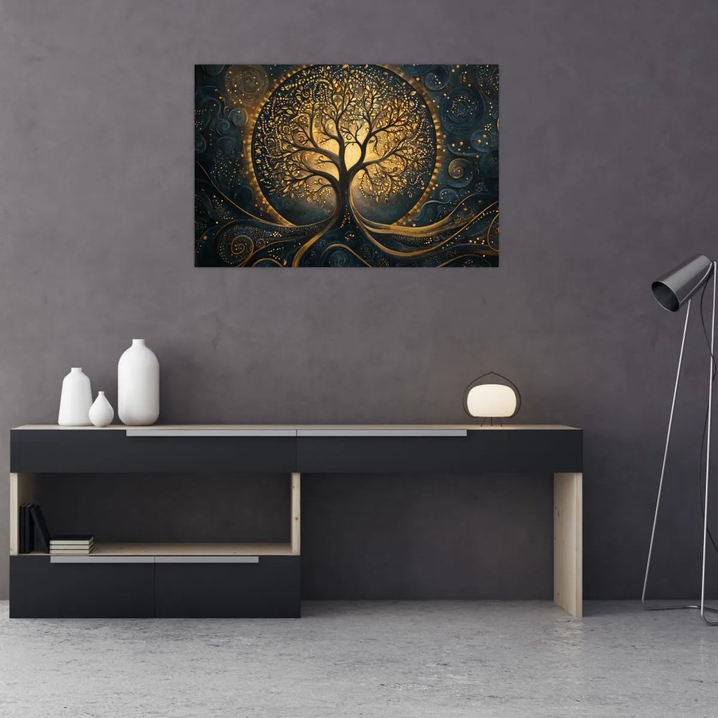 Kép – Arany aurájú fa (90x60 cm)