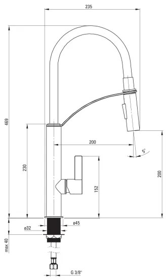 Deante BGB_B720 - Fekete/chrom GERBERA mosogató csaptelep flexibilis karos