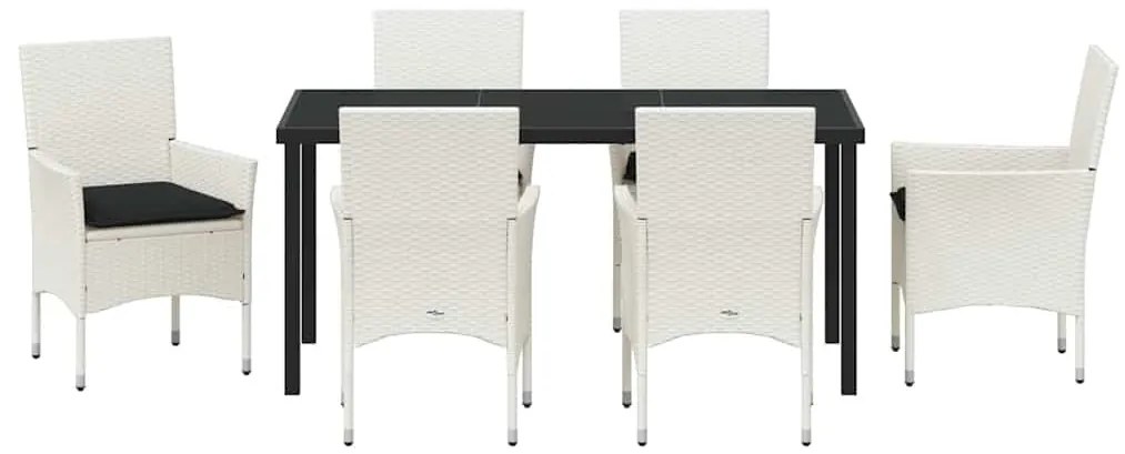 Kert étkező szett párnával 7 pcs Fehér Poli rattan