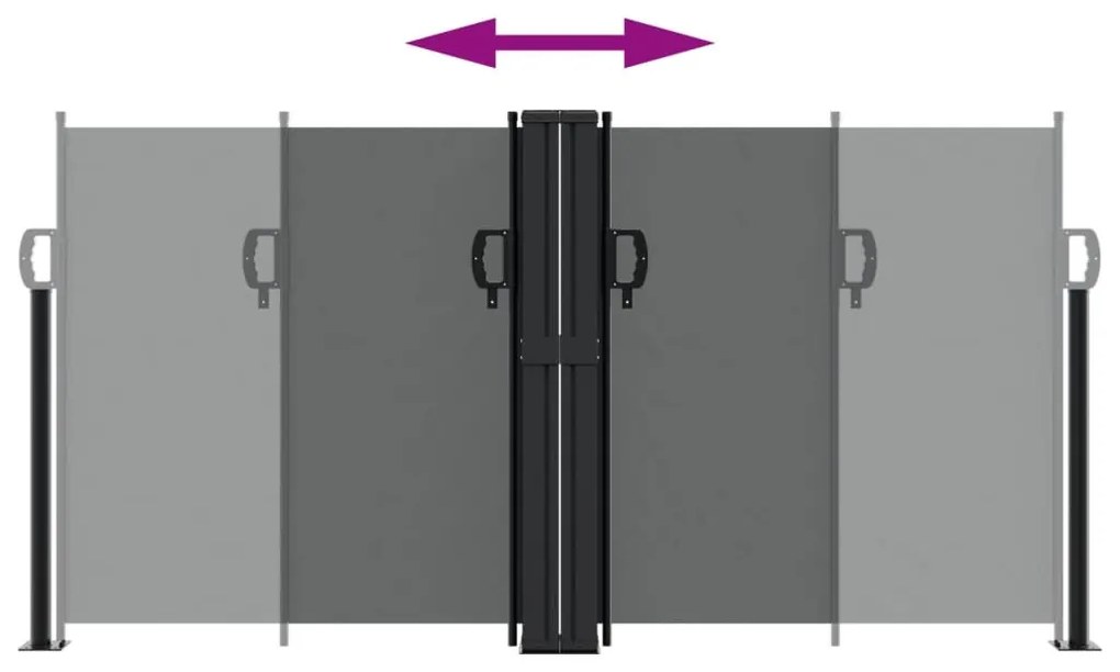 Antracitszürke behúzható oldalsó napellenző 120 x 1000 cm