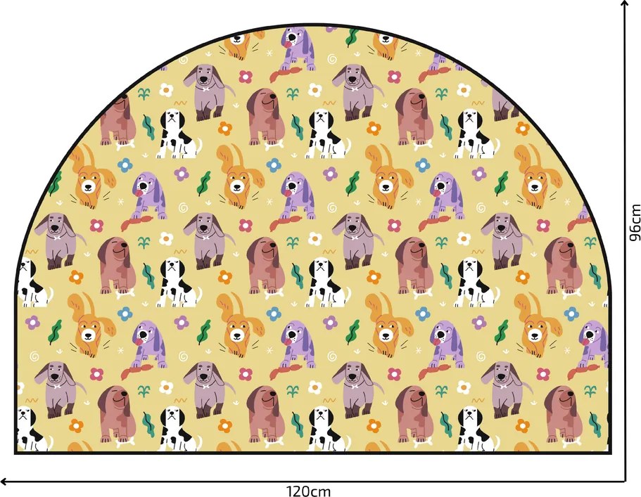 PIPPER. Védő textil falmatrica – Ív – Színes kutyák Méret: 83x60cm, Indíték: név nélkül
