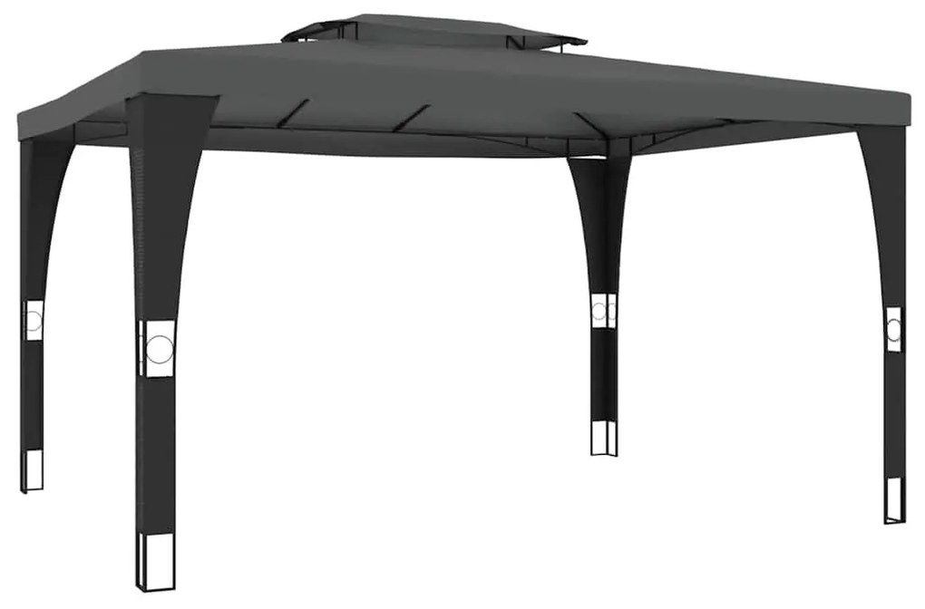 antracitszürke acél dupla tetős pavilon 3,98 x 2,98 m