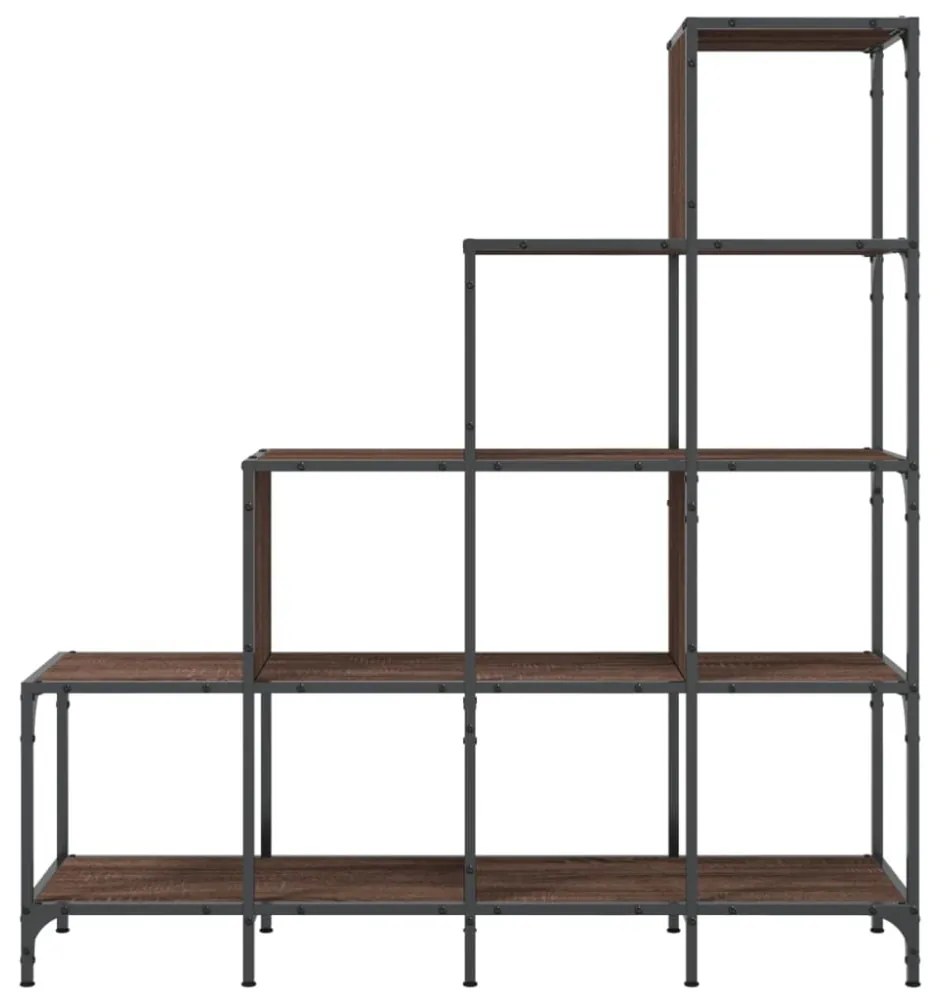 barna tölgy színű szerelt fa és fém könyvszekrény 122x30x132 cm