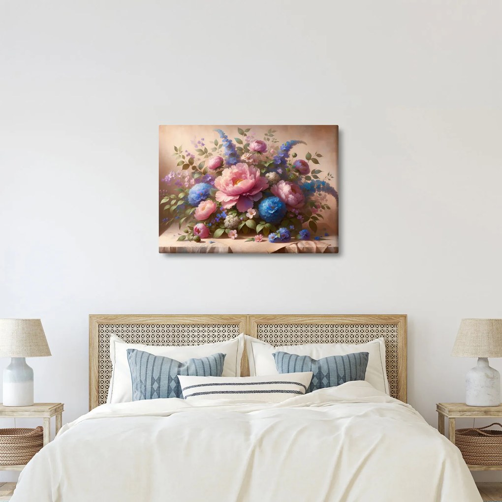 Kép - Asztal tele virágokkal (70x50 cm)