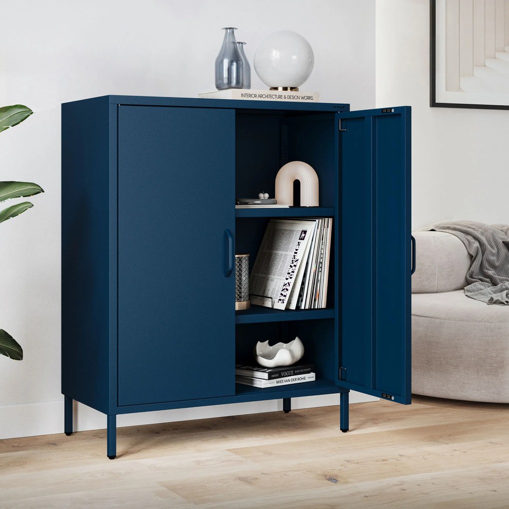 Szafka z półkami VITO, 800 x 1015 x 400 mm, Modern: granatowa