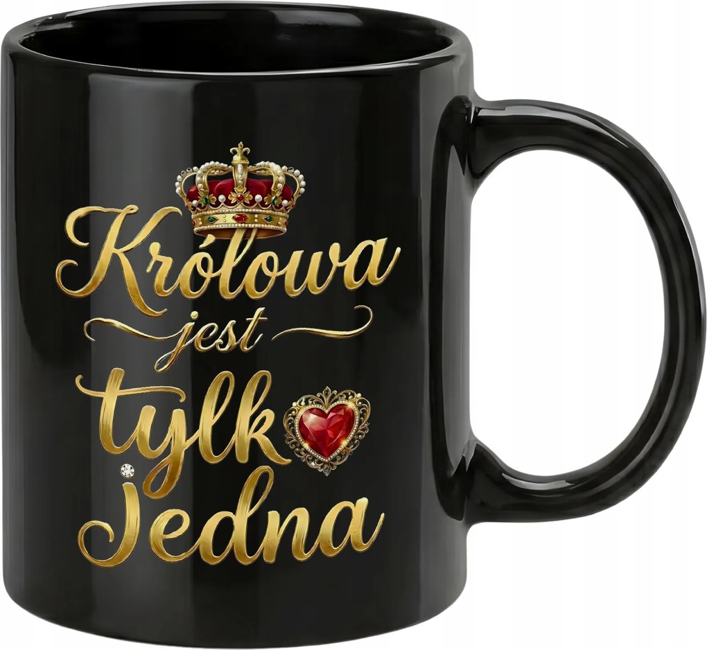 Bögre elegáns fekete A királynő csak egy korona szív Nőnapra