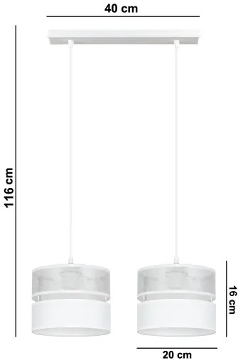 Csillár zsinóron LIMA 2xE27/60W/230V ezüst/fehér