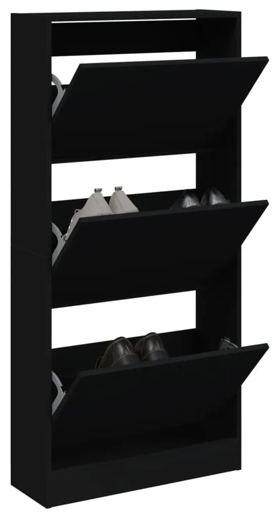 fekete szerelt fa cipőszekrény 60 x 21 x 125,5 cm