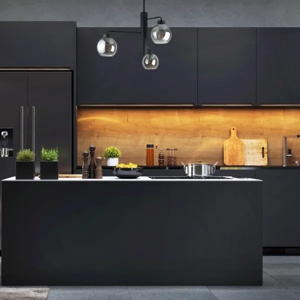 Csillár rúdon FLEX 3xE27/60W/230V fekete/füstös fekete