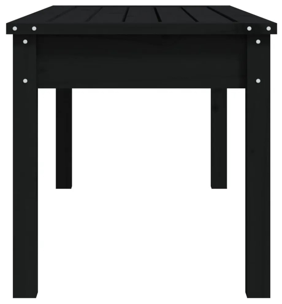 fekete tömör fenyőfa kerti pad 109x44x45 cm