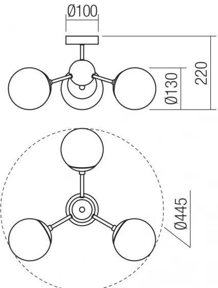 Redo 01-2176 - Rudas csillár SEMIA 3xE14/28W/230V fekete/füstszínű