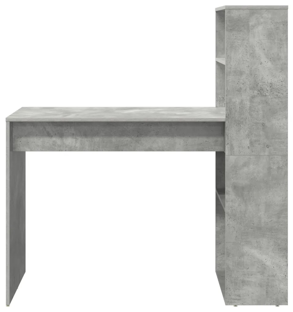 vidaXL Asztal tárolóval Beton Szürke 113x54x120 cm Szerelt fa