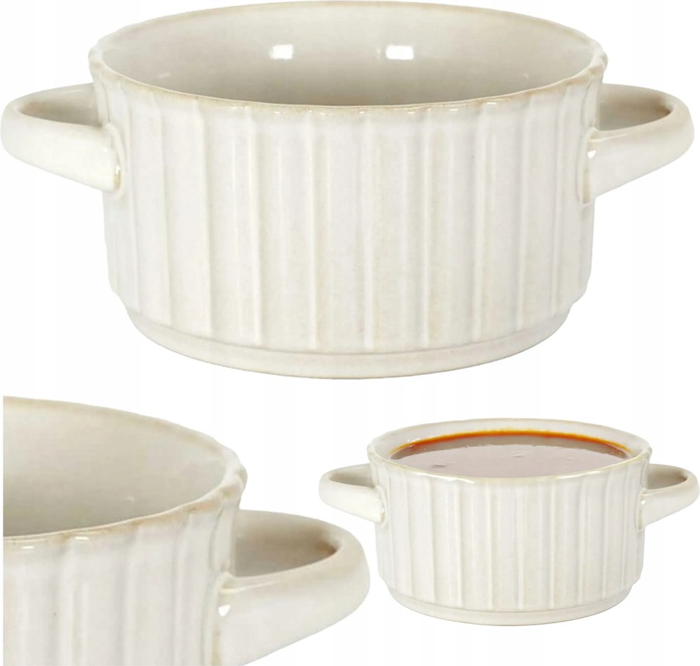 Kerámia leveses tál Rustica 13,5 cm modern desing kerek bézs