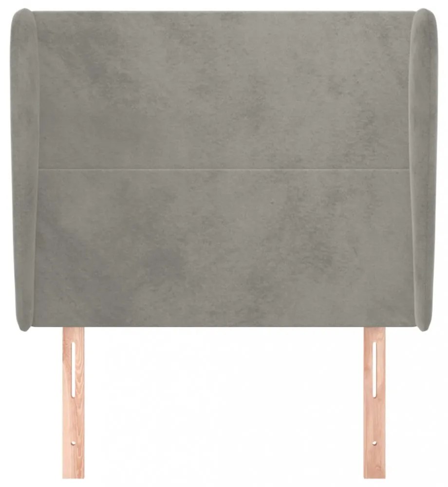 világosszürke bársony fejtámla szárnyakkal103 x 23 x 118/128 cm