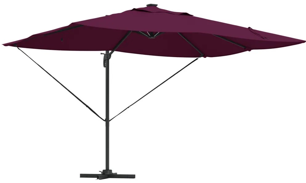 Konzolos Roma Napernyő LED-del Bordeaux Piros 352x251x265 cm Alumínium