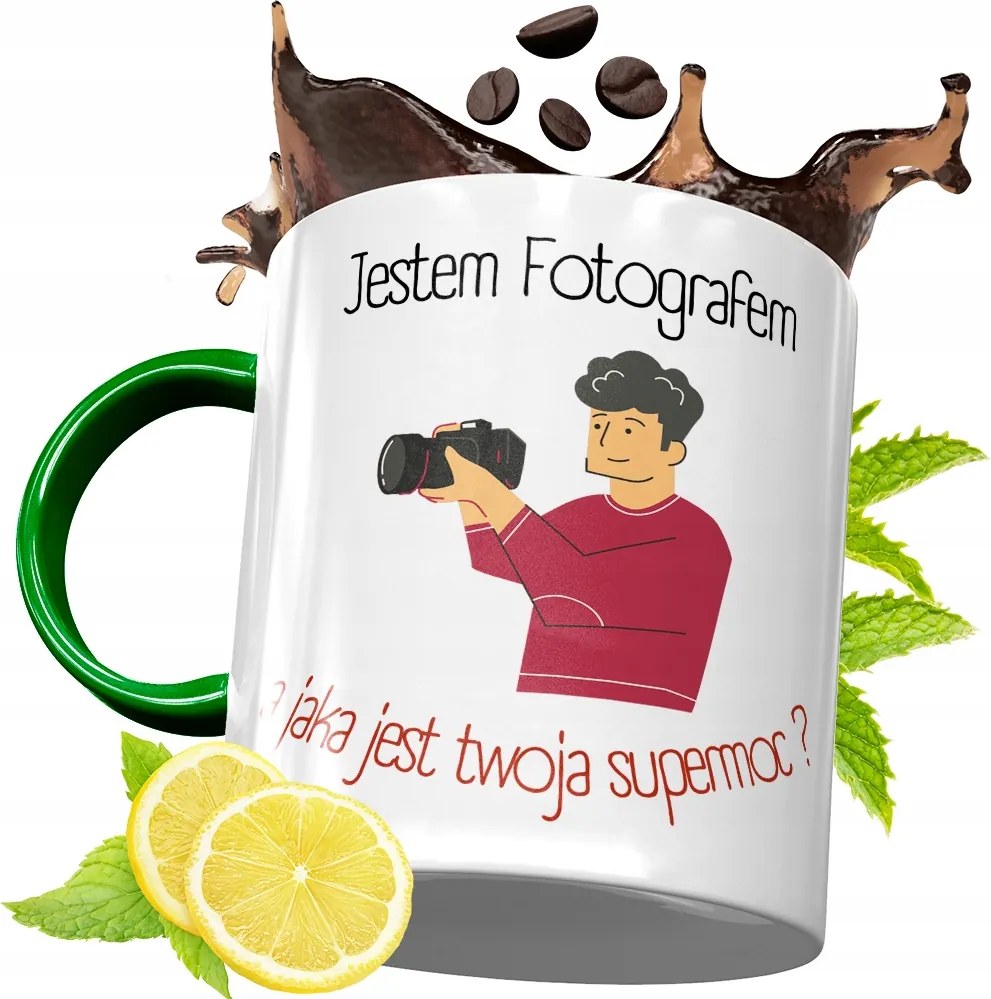 Zöld Bögre Fotósnak Születésnapi Ajándék Fényképes Nyomtatással