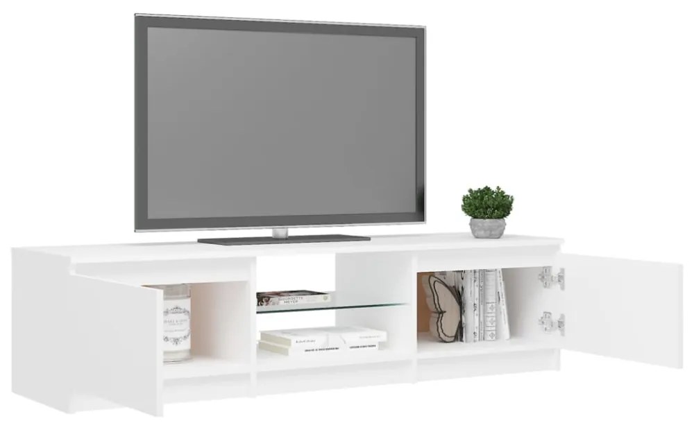 fehér TV-szekrény LED lámpákkal 140 x 40 x 35,5 cm