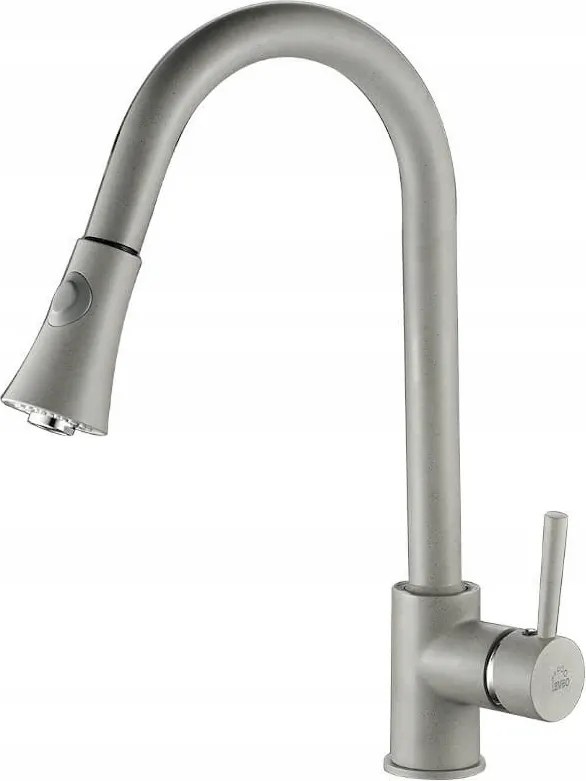 Konyhai Csaptelep Kihúzható Kifolyócsővel Szürke Magas