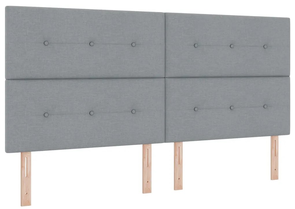 Boxspring Ágy Matrac Világosszürke 200x200 cm Szövet