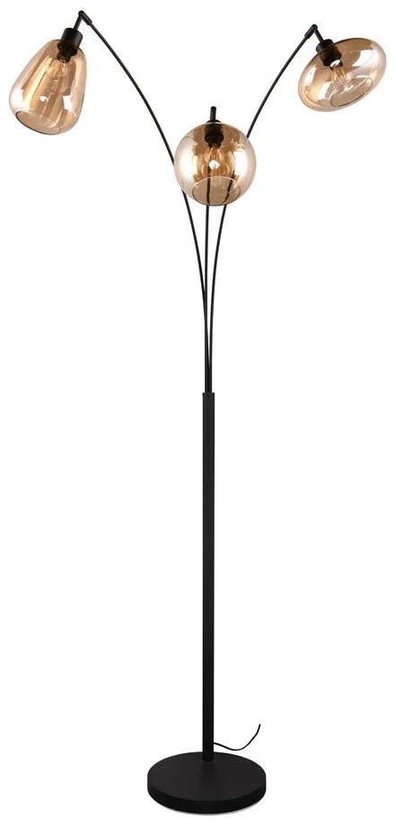 Fekete-narancssárga állólámpa üveg búrával (magasság 200 cm) Lumina – Trio