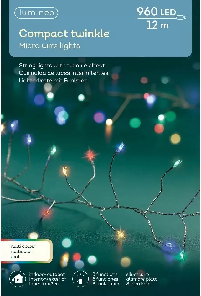 Színes fényfüzér 960 microLED 12m sűrű dróton