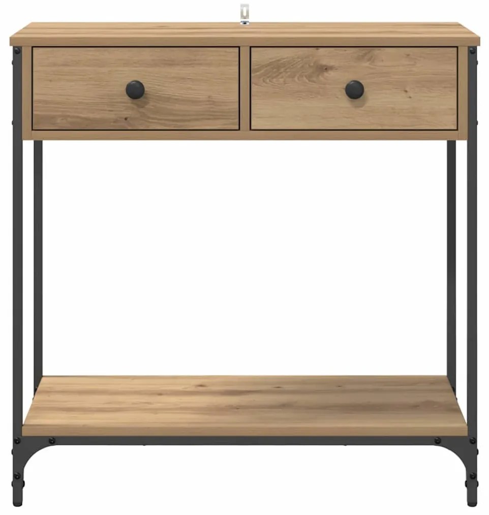 vidaXL Konzolasztal fiókkal Artisan tölgy 75 x 34,5 x 75 cm Faanyag