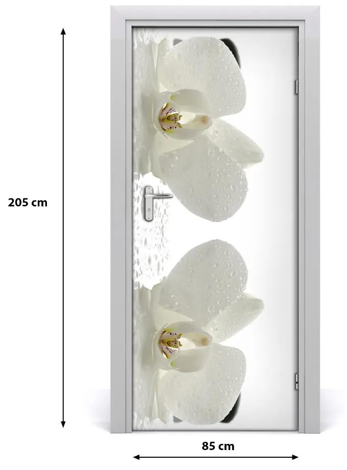 Ajtóposzter öntapadós Orchidea és kövek 95x205 cm