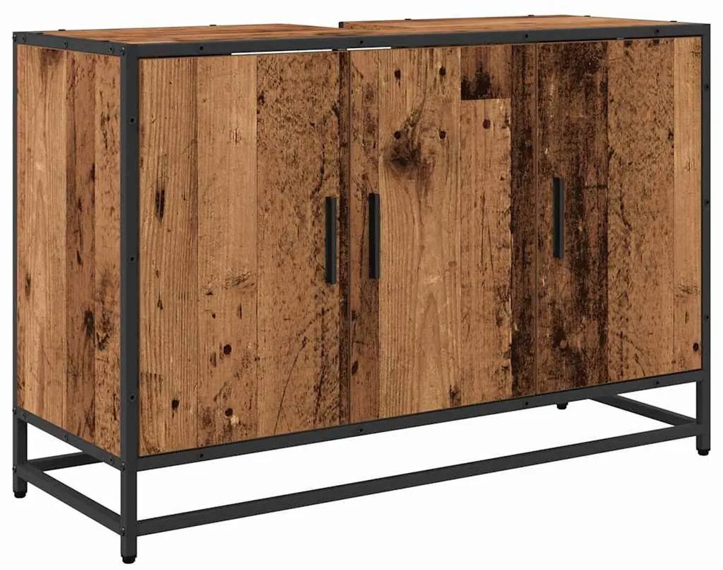 Fürdőszoba bútor szett 2 pcs Régi fa 90 x 33 x 60 cm Faanyag