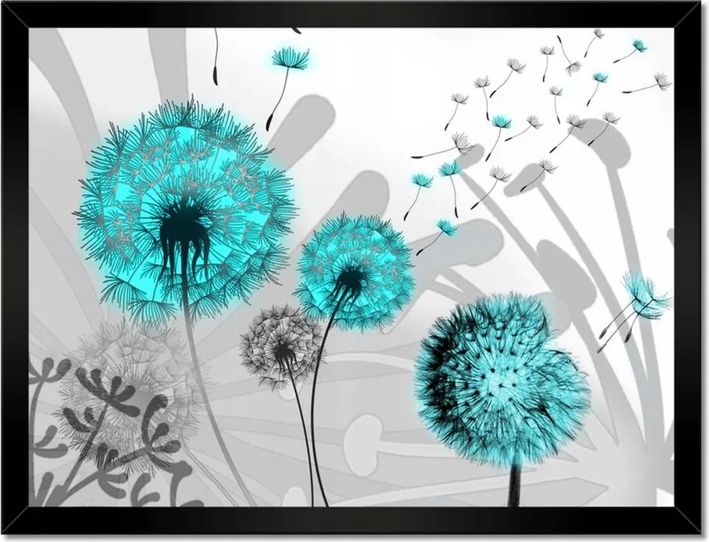Poszterek keretben 40x30 Türkiz pitypangok
