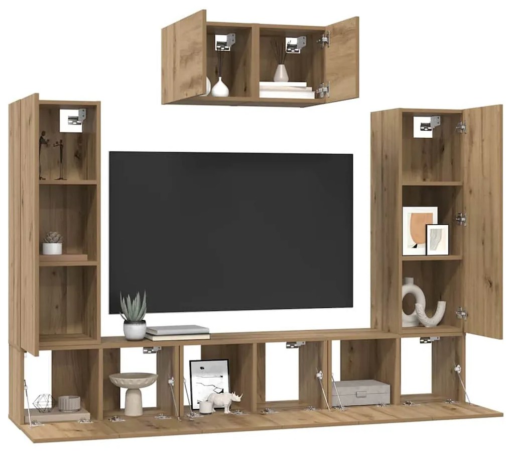TV szekrény garnitúra 7 pcs kézműves tölgy 180 x 30 x 120 cm