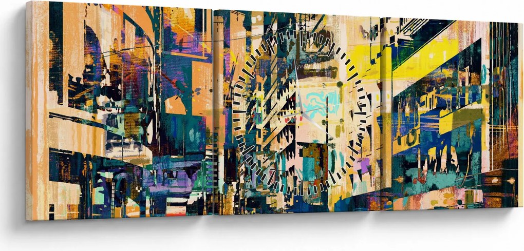 Kép - Festett absztrakció (órával) (90x30 cm)