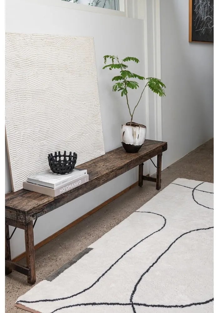 Elefántcsont színű mosható pamut szőnyeg 140x200 cm Shadow – Mette Ditmer Denmark