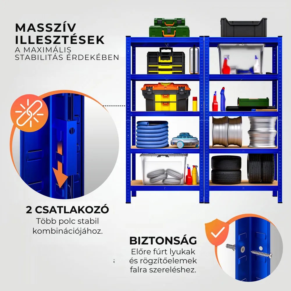 HEAVY nagy teherbírású polc, max 875kg, 90x40x180cm, kék Monzana