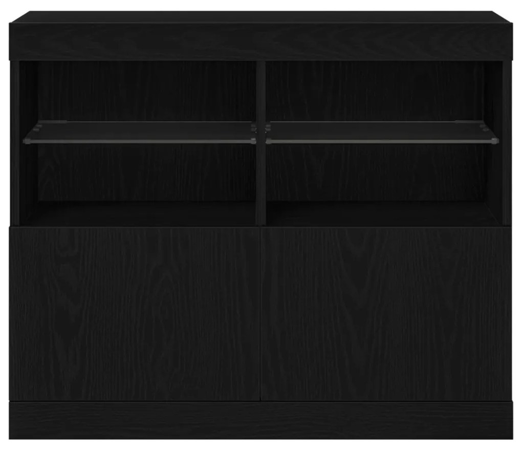Oldalszekrény LED Műszaki Fekete tölgy 81x37x67 cm