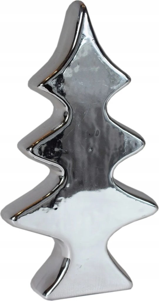 Kerámia karácsonyfa 22cm díszes karácsonyfa ezüst