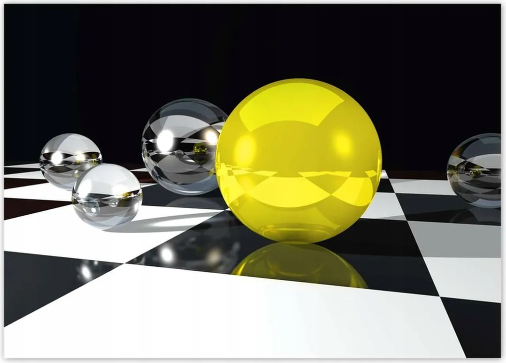 Poszterek 70x50 Sárga gömb a sakktáblán