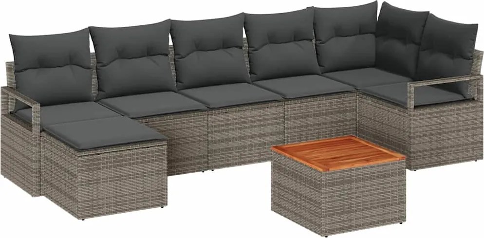 vidaXL Kerti Kanapé Szett tárolóval 8 pcs Szürke polirattan