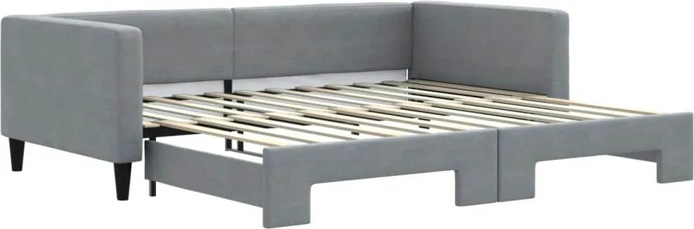 vidaXL világosszürke kihúzható szövet heverő 100 x 200 cm