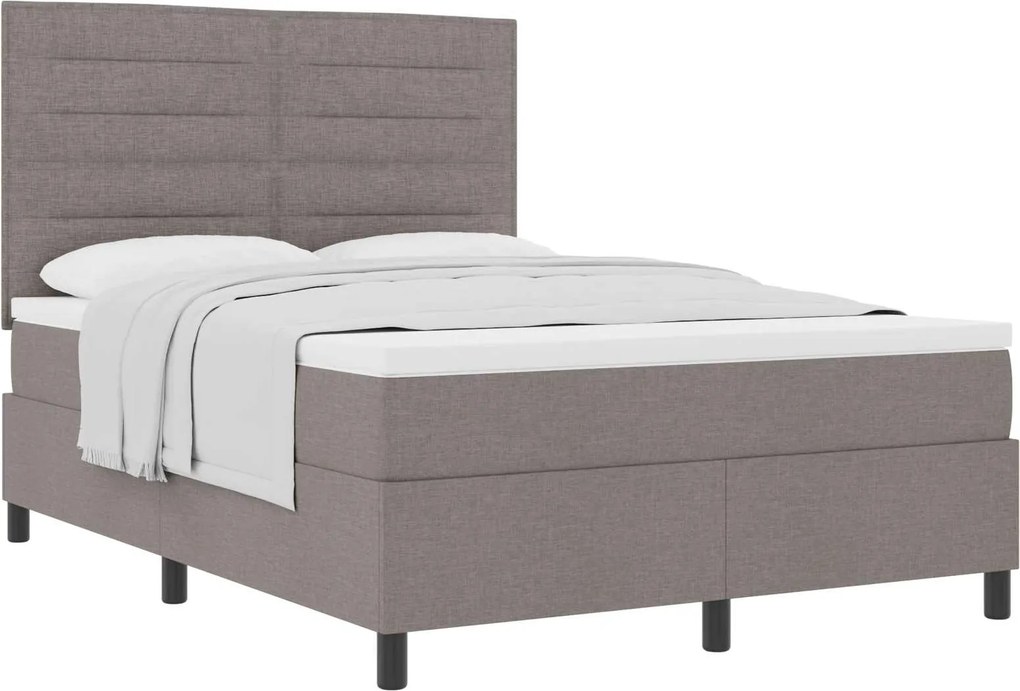 vidaXL Boxrugós ágy matracmal fejtámlával Tópszínű 140 x 190 cm szövet
